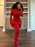 Sports Casual Women's Sexy Tight Fitting Long Sleeve Top Micro Bell Pants Two-Piece Set