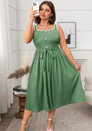 Spring/Summer Plus Size Solid Color Casual Strap Low-Back Long Dress