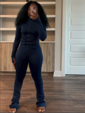 Sports Casual Women's Sexy Tight Fitting Long Sleeve Top Micro Bell Pants Two-Piece Set