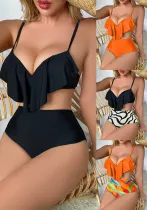 Sexy Bikini High-Waist Two-Piece Ruffle Swimsuit