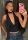 Halter Neck Camisole Summer Solid Color Deep V Tie Sleeveless Low-Back Top