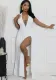 Summer Sexy Tie Halter V-Neck Backless Slit Long Dress