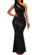 Slash Shoulder Chain Sexy Sequin Low-Back Slim Long Evening Dress