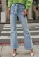 Women Trendy Casual Stretchy Denim Wide Leg Pants