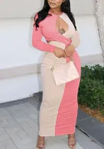 Women Elegant Casual Contrast Sexy Slit Dress