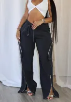Women Street Casual Zipper Slit Cargo Pants