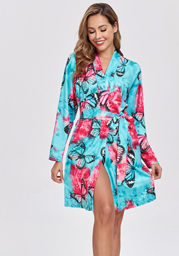 Women Printed Long Sleeve Lace Dress