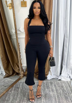 Women Spring Backless Halter Neck Sleeveless Vest and Pants Two Piece Set