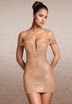 Women Sexy Suspender Beaded Dress