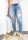 Light Color Tight Ripped Mid-Waist Denim Pants Streetwear