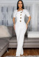 Women Fashion Short Sleeve Button Jumpsuits