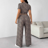 Plus Size Women's Casual Tight-Fitting Top Straight-Leg Pants Set