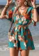 Beach Holiday Style Ruffle Sleeve Cross Neck Belted Shorts Jumpsuit