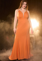 Plus Size Low Back Elegant Evening Dress