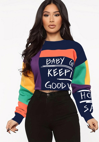 Spring & Autumn Women's Casual Letter Print Long-Sleeve Casual T-Shirt Top