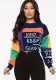 Spring & Autumn Women's Casual Letter Print Long-Sleeve Casual T-Shirt Top