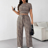 Plus Size Women's Casual Tight-Fitting Top Straight-Leg Pants Set