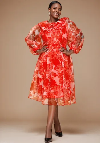 Spring & Autumn Long-Sleeve Lantern Sleeve Dress Formal Party Plus Size A-Line Dress