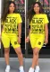 Spring & Summer Women's Letter Print Fashion Casual Two-Piece Shorts Set