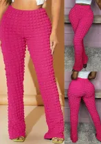 Women's Casual Bubble Fabric Elastic Waist Tight-Fitting Pants