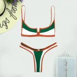 Sexy V-Neck Color Block Two-Piece Bikini Swimsuit