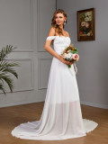 Summer Straps Lace Chiffon Patchwork Wedding Dress