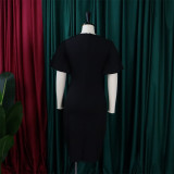Women's Summer Solid Color High Waist Chic Career Ruffle Sleeve Office Dress