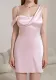 Summer Sexy Strap Low Back Pink Draped Short Cocktail Dress