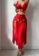 Sheer Metal Sequin Red Sexy Lingerie Set