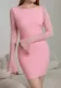 Mesh Bell Sleeve Sexy Low Back Bow Detail Short Dress