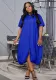 Summer Plus Size Solid Color Short-Sleeve Loose Dress