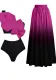 Deep V FloralOne-Piece Swimsuit SKirt Set