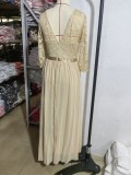 Elegant Lace Patchwork Long Slim Waist Elegant Gown Dress