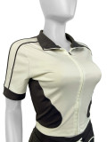 Women summer sports short-sleeved Top and shorts two-piece set