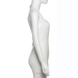 Spring Sexy Slim-Fit Halter Neck Zippered Solid Color Low Back Short Jumpsuits