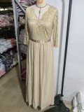 Elegant Lace Patchwork Long Slim Waist Elegant Gown Dress