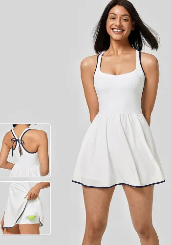 Women tennis sports skirt sleeveless bow dress