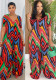 Women summer Casual Holidays contrast color printed V-neck wide-leg Jumpsuit