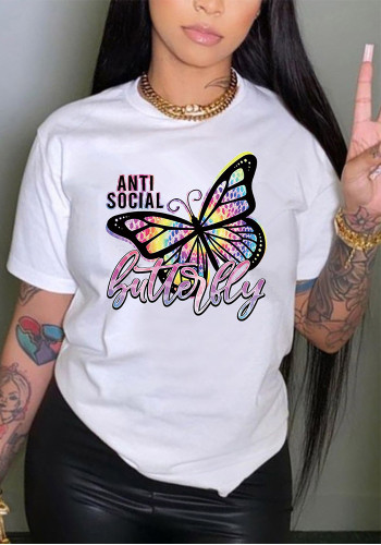 Women Beaded Round Neck T-shirt