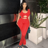 Women's Spring Summer Sleeveless Strapless Low Waist Three Piece Pants Set