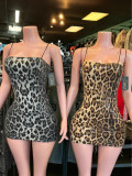 Women's Leopard Print Patchwork Sequin Bodycon Dress