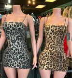 Women's Leopard Print Patchwork Sequin Bodycon Dress