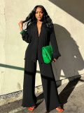 Women's Single-Breasted Turndown Collar Shirt Trousers Two-Piece Set