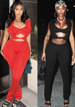 Women's Spring Summer Sleeveless Strapless Low Waist Three Piece Pants Set