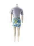 Women's Trendy Print Short-Sleeve T-shirt Shorts Two-Piece Set