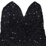 Women's Fashion Sequin Strap Backless Slit Evening Dress