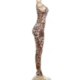 Women's Spring Leopard Print Sleeveless Vest Tight-Fitting Pants Set