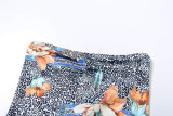 Women's Spring Floral Print Strapless Tight-Fitting Jumpsuit