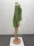 African Print Long-Sleeve Shirt Shorts Two-Piece Set