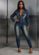 Slim Denim Long-Sleeve Jumpsuit